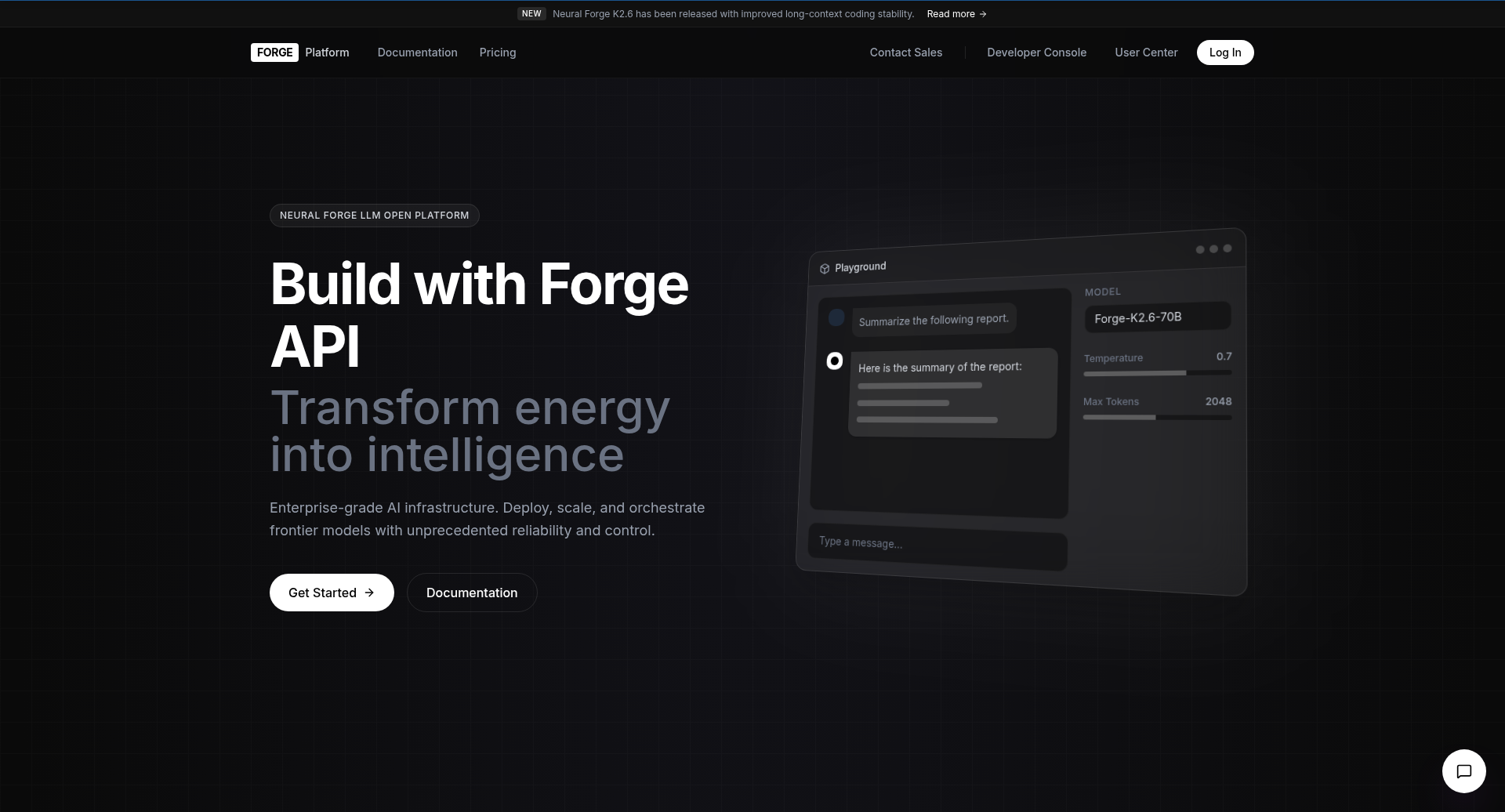 Forge — Neural LLM Platform website preview